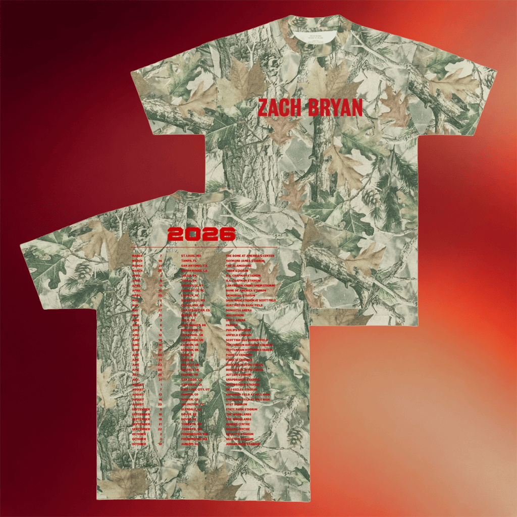 Zach Bryan With Heaven On Tour Merch 2026 With Heaven On Top Camo Tour T-Shirt Music Fan Gifts - Merchluma