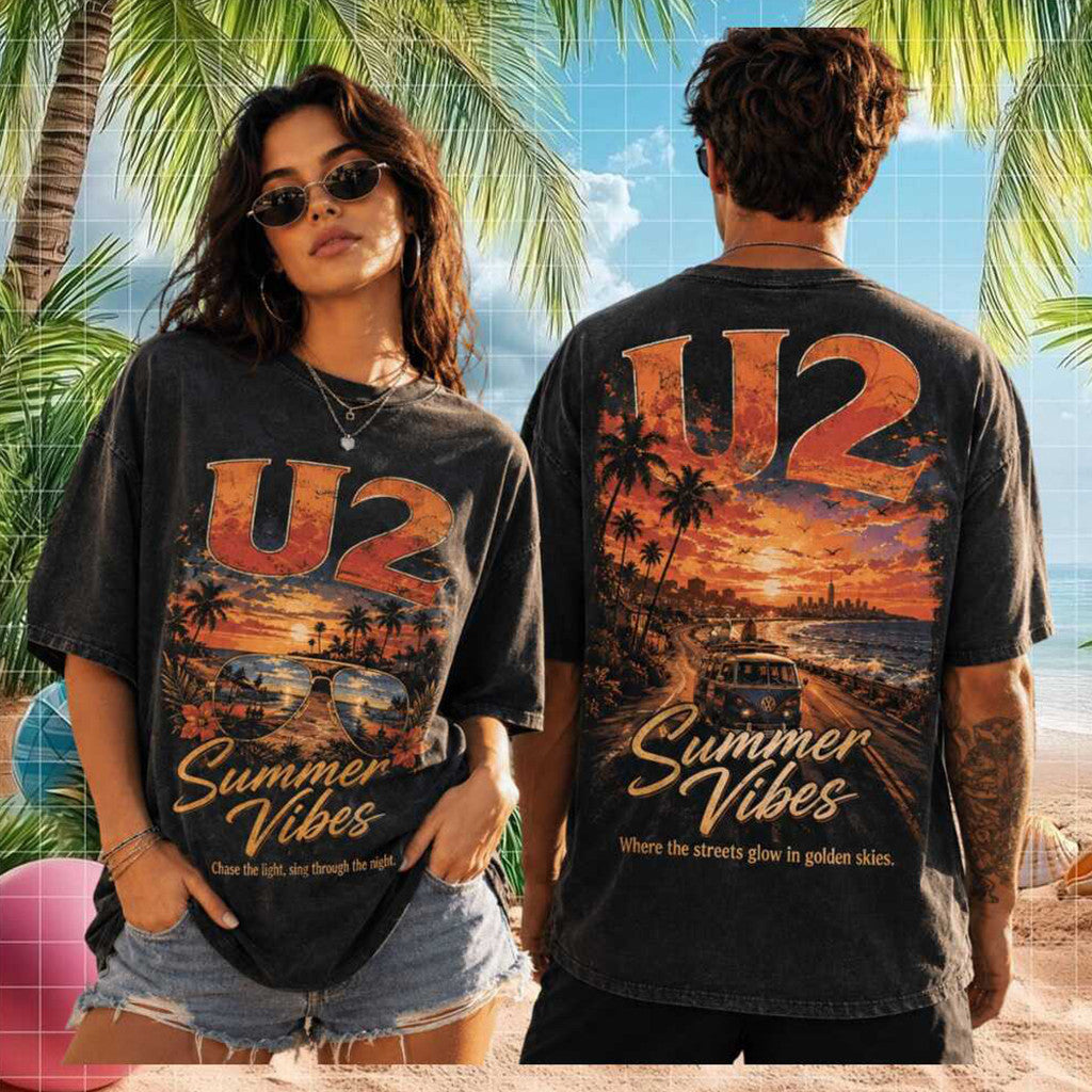 U2 Summer Vibes Sunset Road Trip Retro Beach T-Shirt U2 Summer Merch Fan Gift - Merchluma