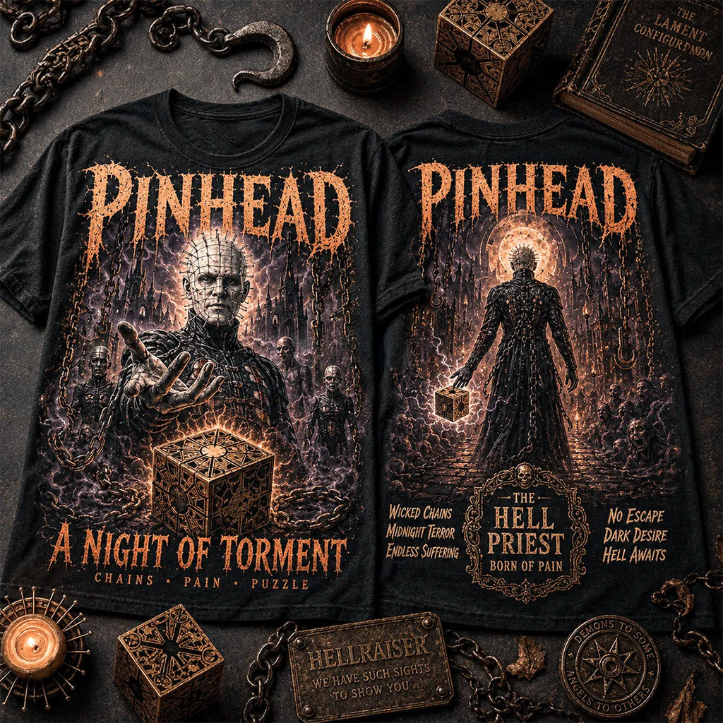 Pinhead Lament Configuration Horror Movie T-Shirt Pinhead A Night Of Torment Merch Fan Gift - Merchluma