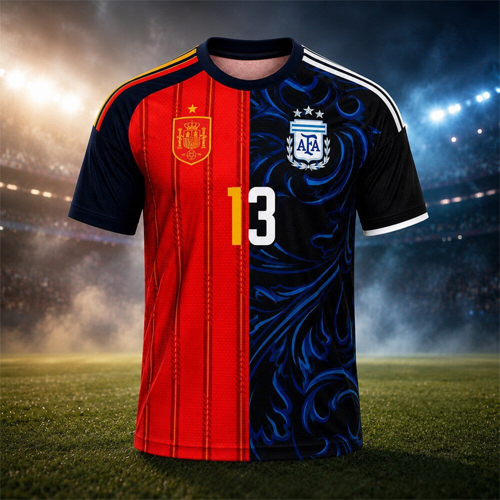 Spain Vs Argentina Merch Fifa World Cup 2026 Final Split T-Shirt Gift Ideas For Him - Merchluma