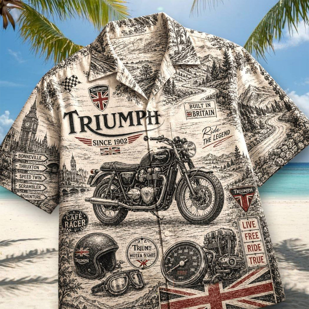 Triumph Scenic Toile De Jouy Style Hawaiian Shirt Triumph Merch Gift For Racing - Merchluma