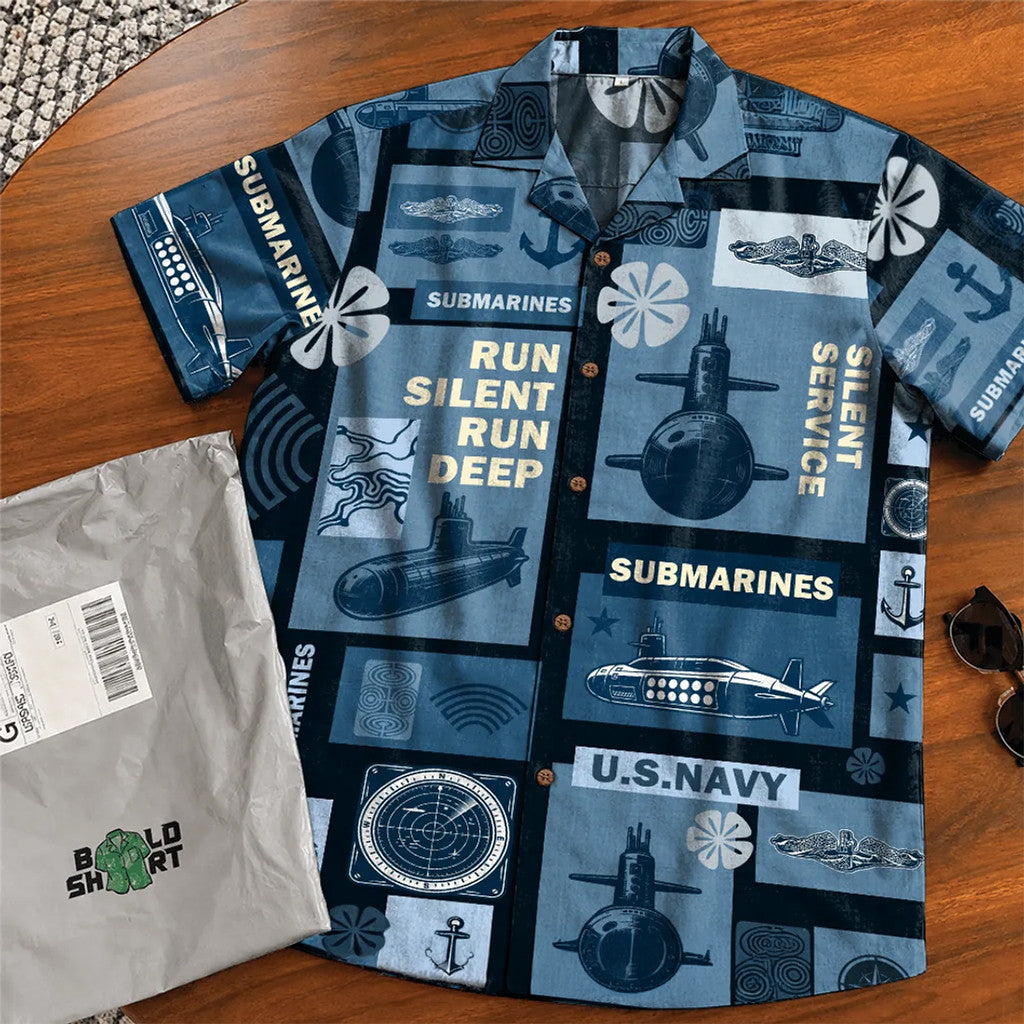 US Navy Submarines Run Silent Run Deep Hawaiian Shirt US Navy Merch Gift For Navy Fans - Merchluma