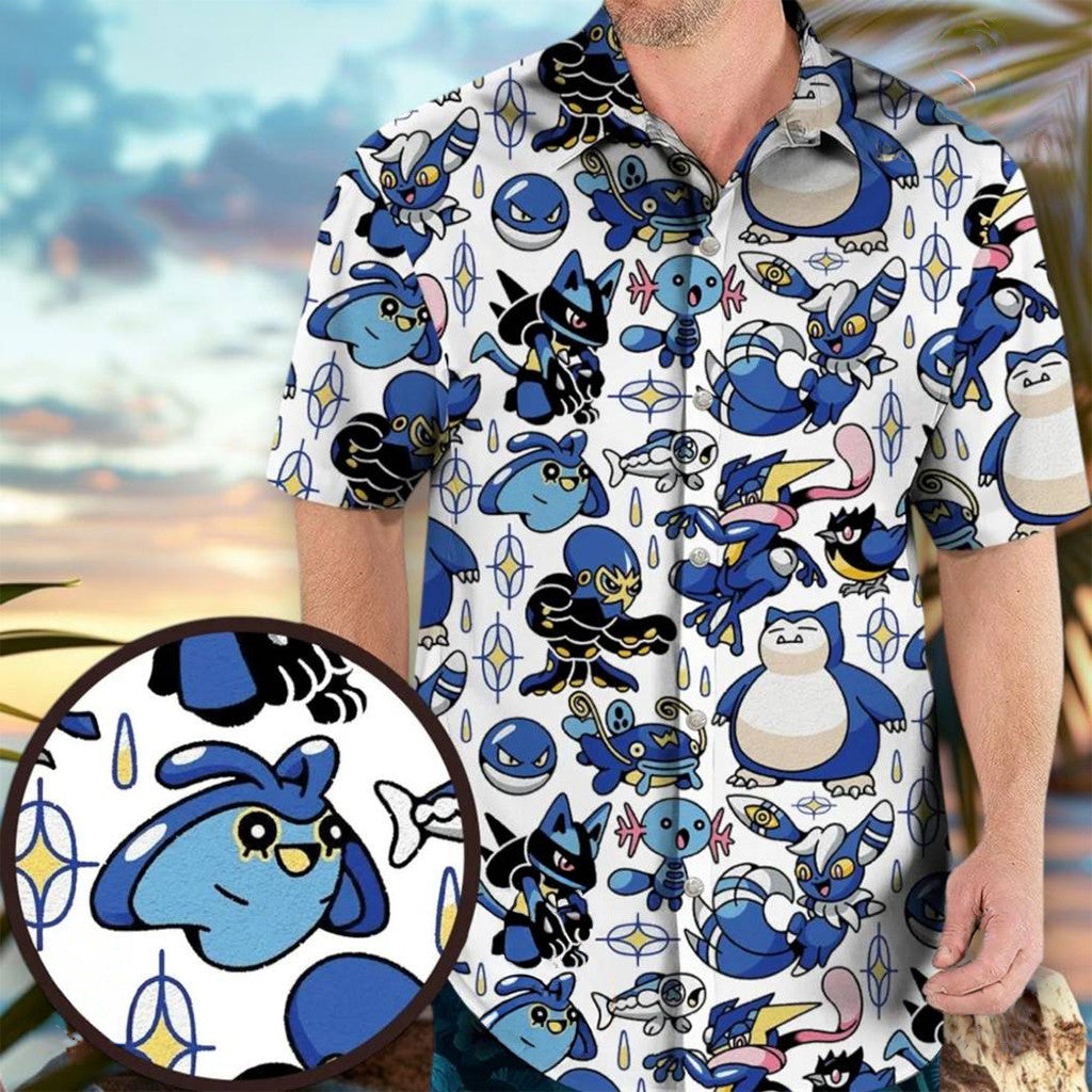 Water Type Pokemon Summer Hawaiian Shirt Pokemon Merch Gift Ideas - Merchluma