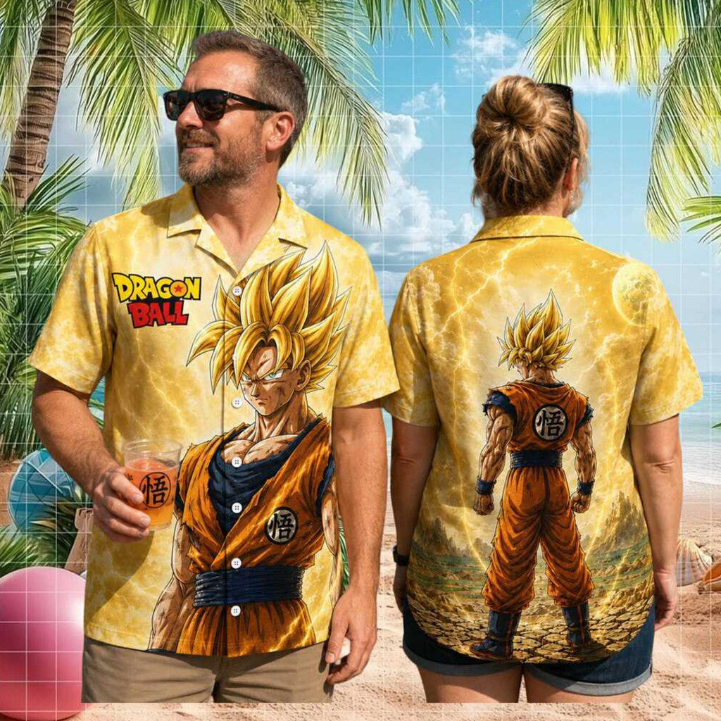 Super Saiyan Goku Dragon Ball Z Lightning Men’s Summer Hawaiian Shirt Dragon Ball Merch Gifts - Merchluma