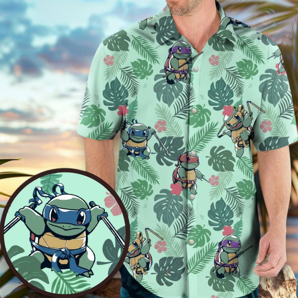 Teenage Mutant Ninja Squirtles Tropical Summer Hawaiian Shirt Teenage Mutant Merch Fan Gift - Merchluma