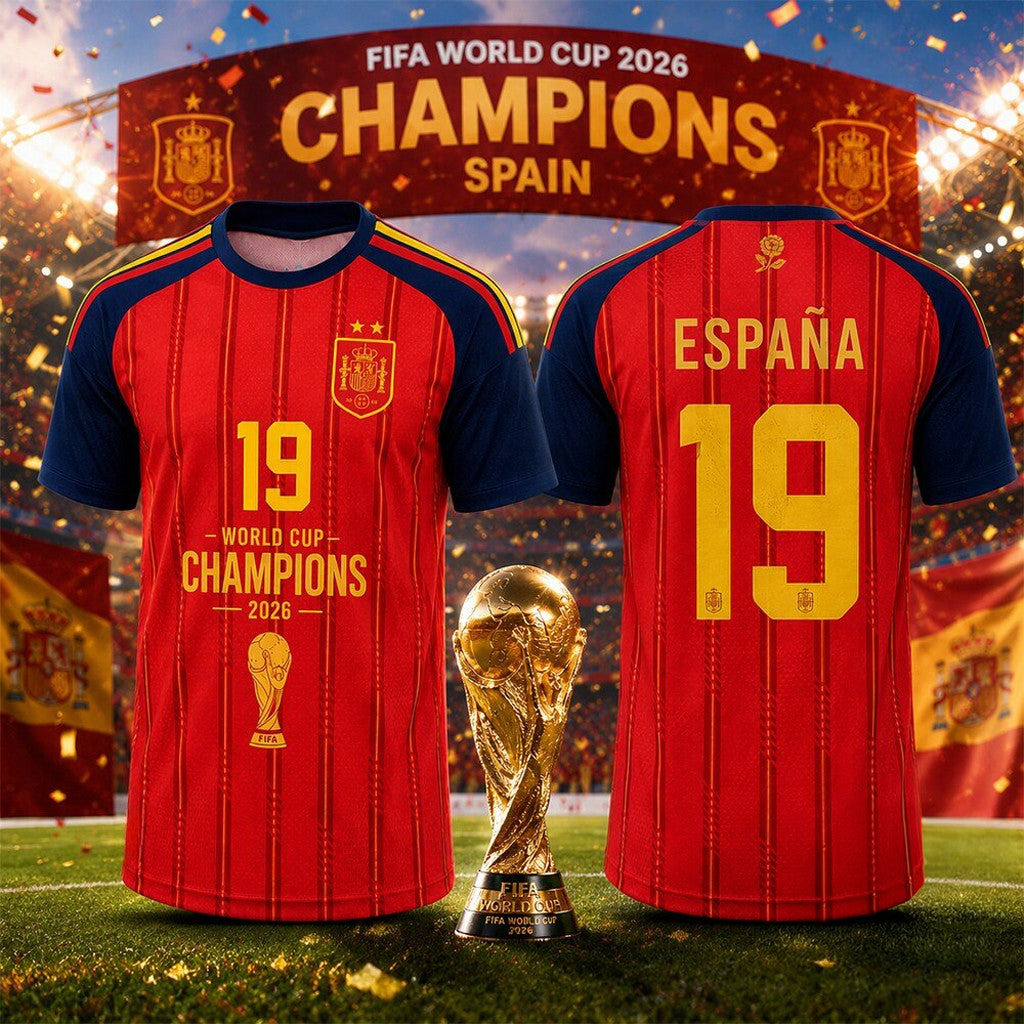 #19 Lamine Yamal 2026 Spain 2-Star World Cup Champions Jersey Shirt Spain FIFA Winner Merch - Merchluma