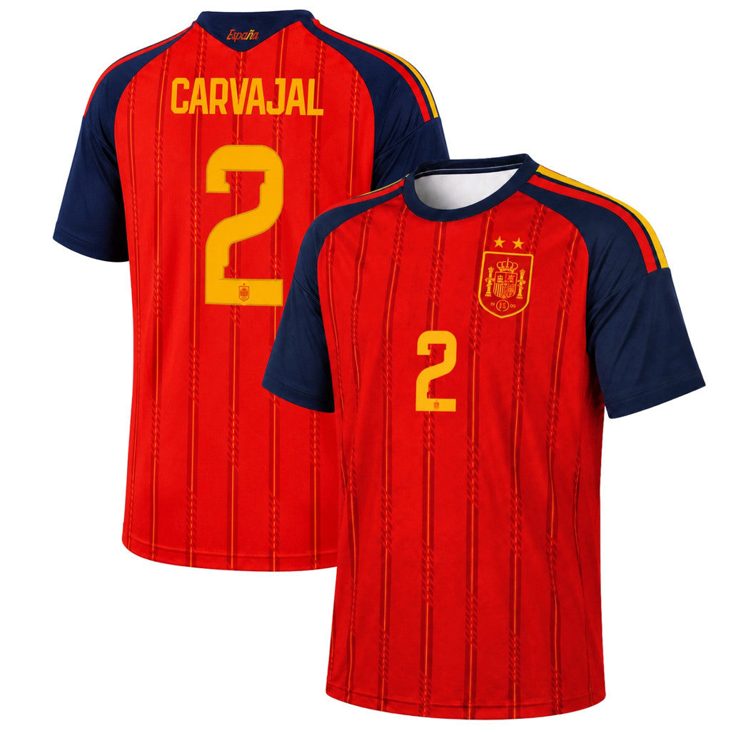 Dani Carvajal Jersey Shirt Spain 2-Star World Cup Champions 2026 Merch #2 Home Jersey Fan Gear - Merchluma