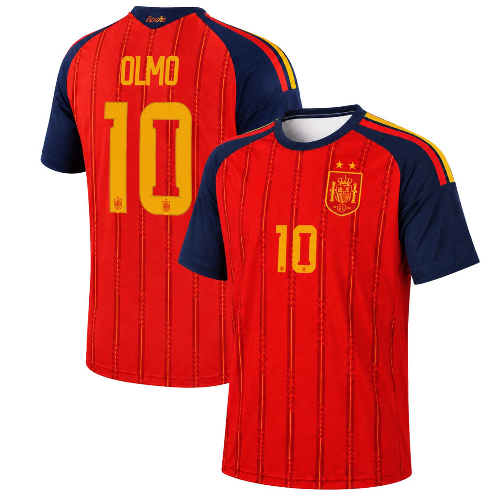 Dani Olmo Jersey Shirt Red Spain 2-Star World Cup Champions 2026 Merch #10 Home Jersey Gifts - Merchluma