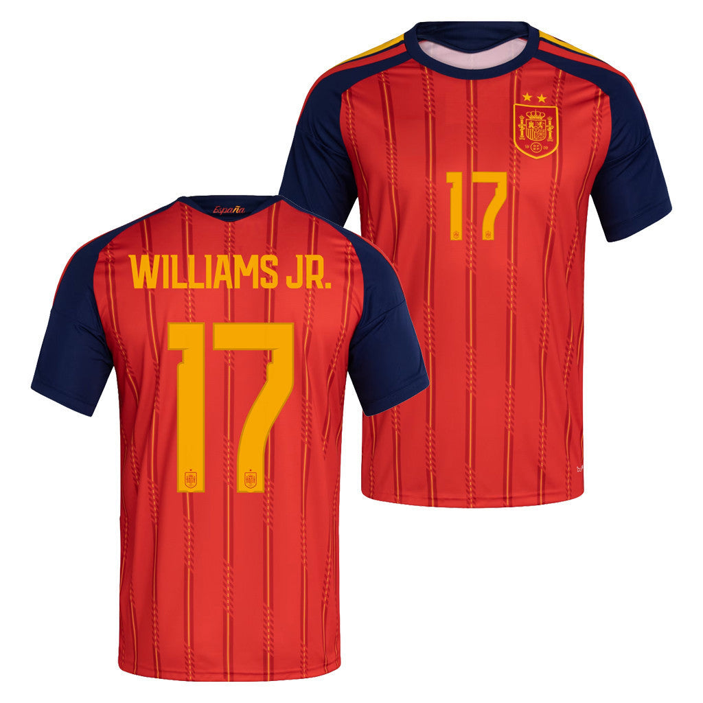 Williams Jr Jersey Shirt Spain 2-Star World Cup 2026 Champions Merch #17 Spain Jersey For Fans - Merchluma