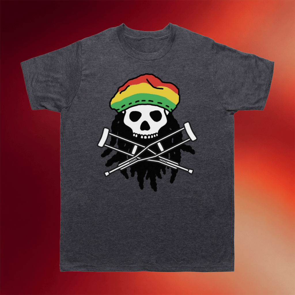 Jackass Merch 2026 Jackass Skull And Crossbones Logo Rasta T-Shirt Unique Gifts For Him - Merchluma