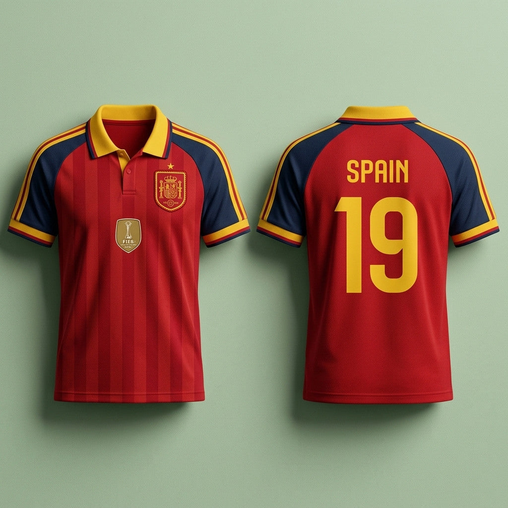 Spain National Football Team Polo Shirt No 19 Spain World Cup Merch Fan Gear Gift For Fathers - Merchluma