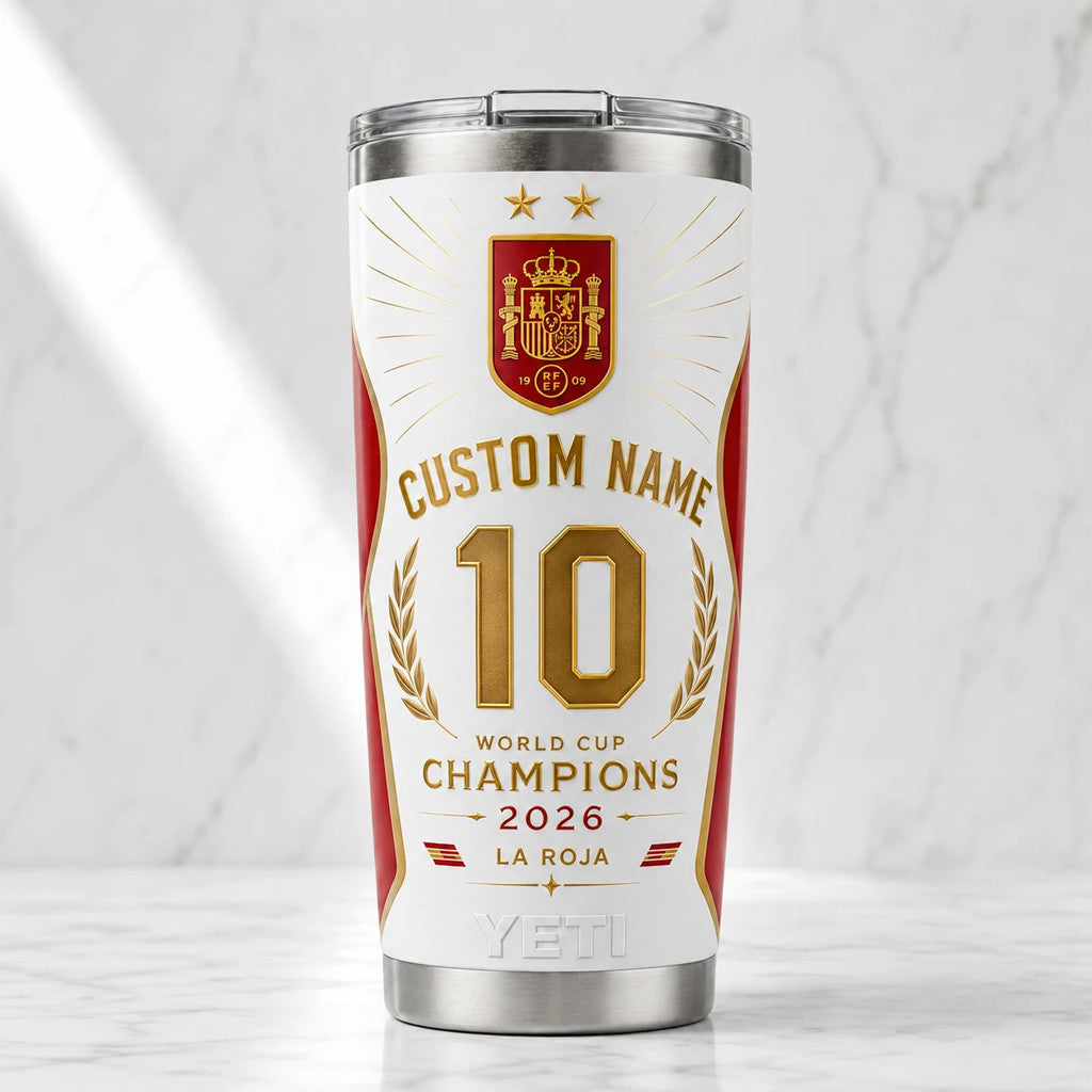Personalized Spain World Cup 2026 Champions Tumbler La Roja Spain World Champions Merch Gifts - Merchluma