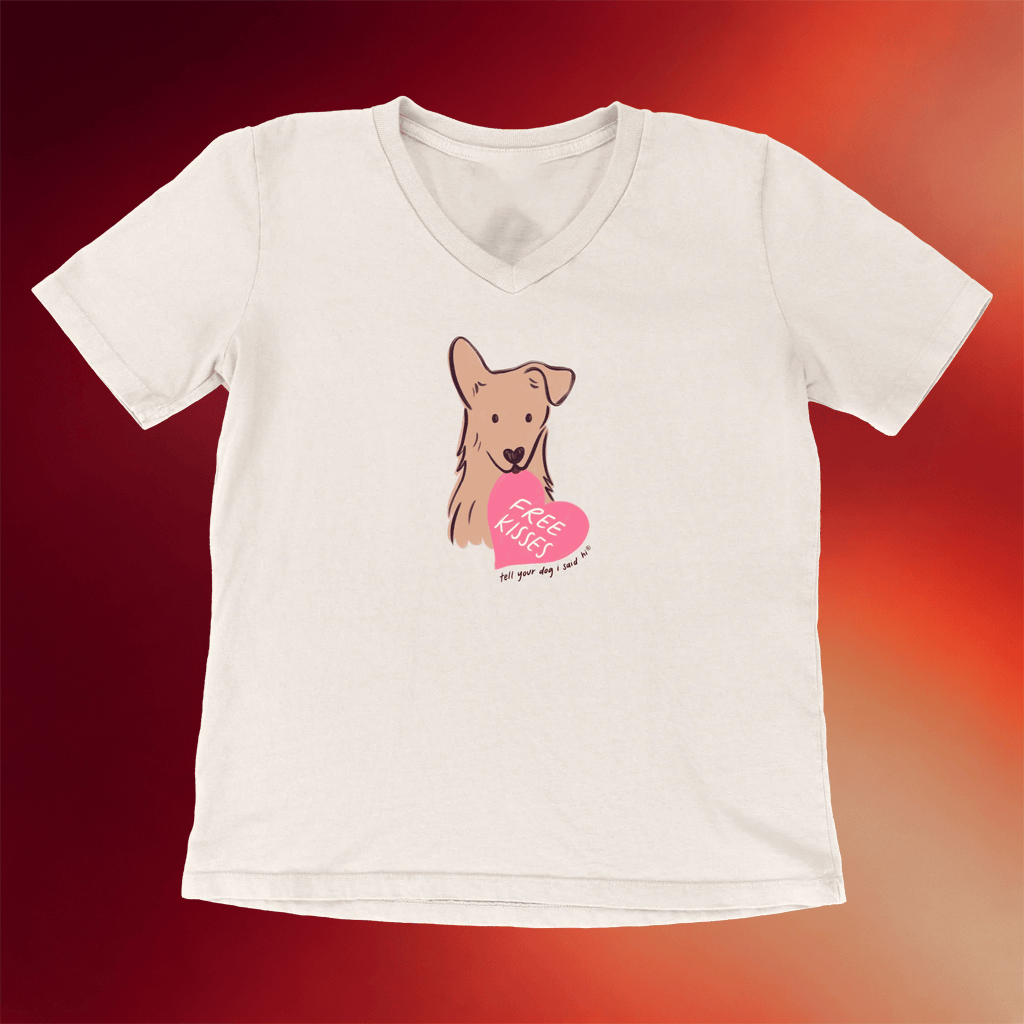 We Rate Dogs Merch Puppy Free Kisses V-Neck T-Shirt Tell Your Dog I Said Hi Shirt Women's - Merchluma