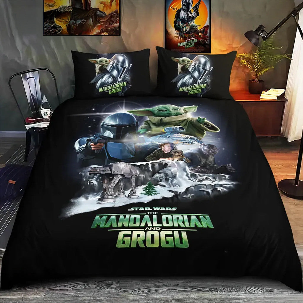 The Mandalorian And Grogu Star Wars Bedding Set Star Wars Merch Present For Brother - Merchluma