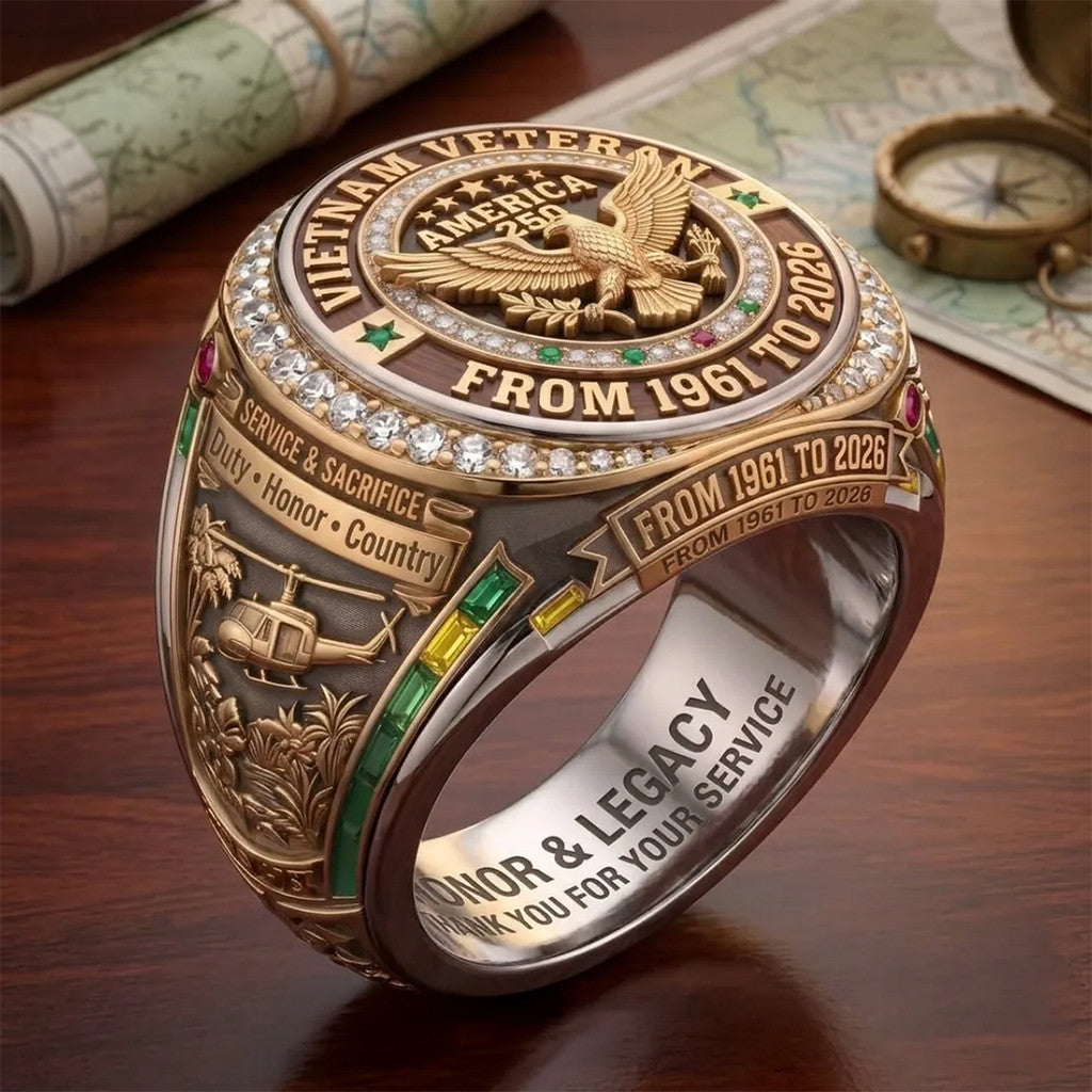 Vietnam Veteran 1961-2026 Plated Engraved Ring Vietnam Veteran Merch Gifts For Brother - Merchluma