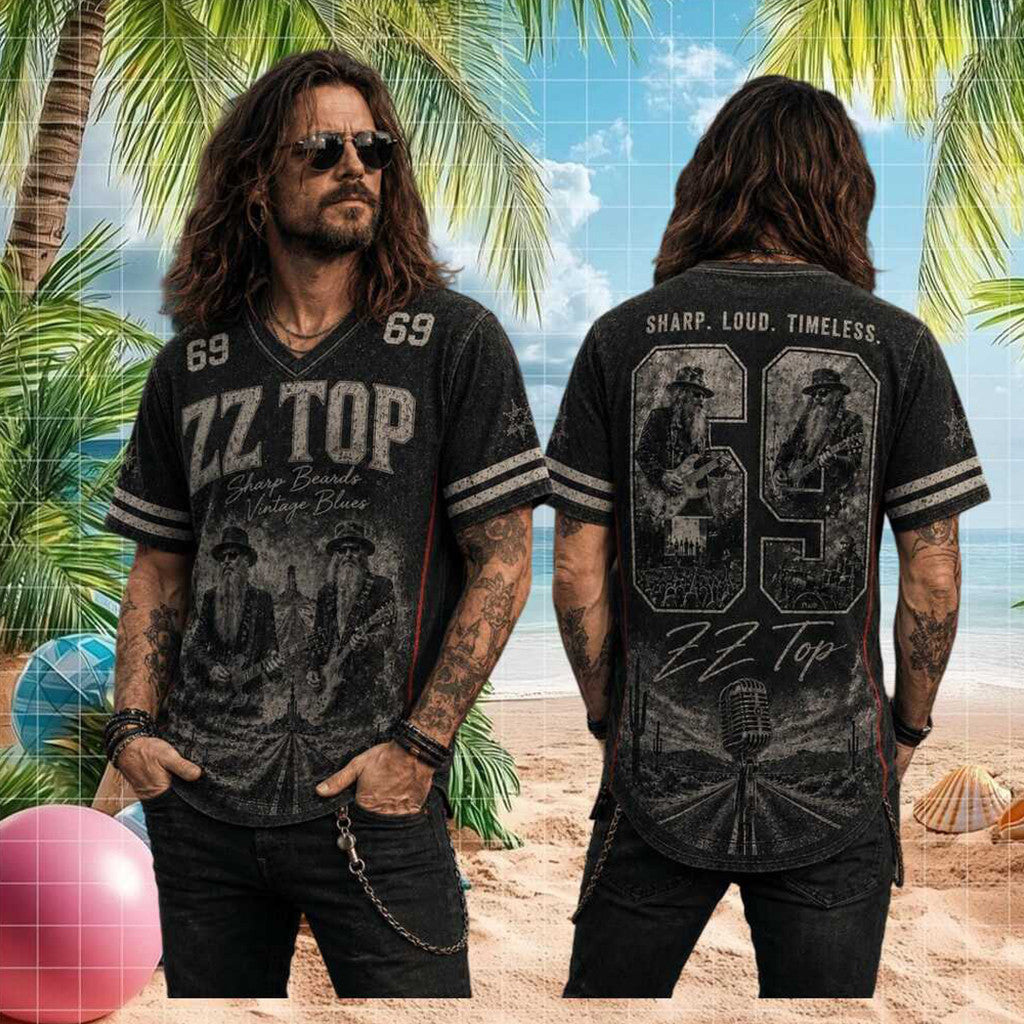 ZZ Top Sharp Beards V-Neck Shirt Rock Band Music Shirt Birthday Gift For Him - Merchluma