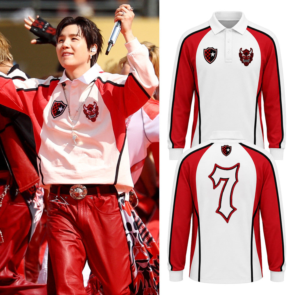 BTS World Cup 2026 Merch Suga X FIFA World Cup Long Sleeve Polo Shirt WC Halftime Show Merch - Merchluma