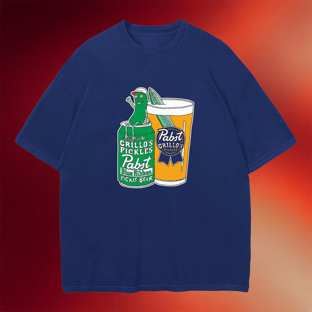 Pabst Blue Ribbon Merch 2026 PBR X Grillo's Spear Beer T-Shirt Dad Fathers Day Gifts - Merchluma