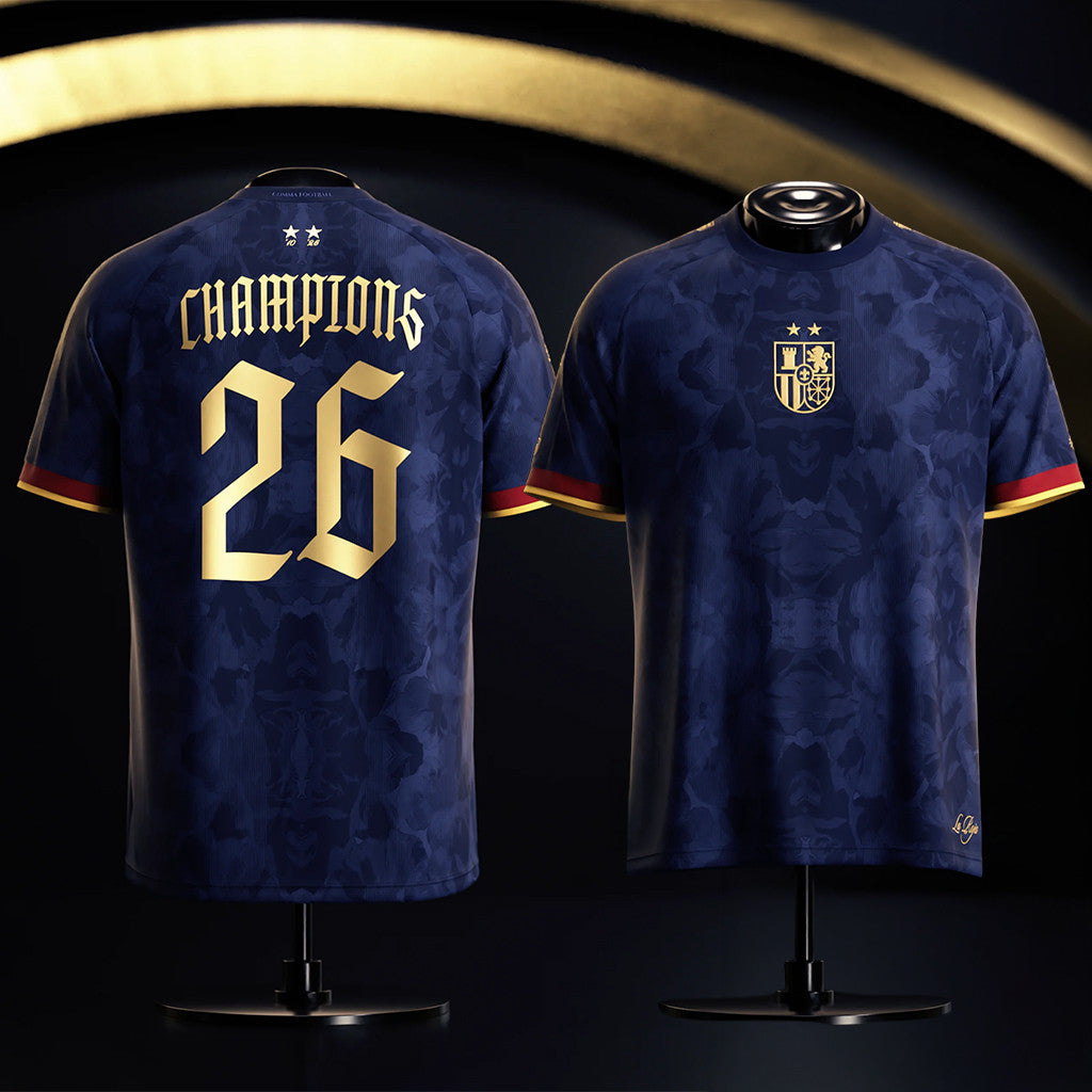 Spain 2026 World Cup Champions Jersey Navy Two Stars Spain FIFA Champions Merch Gift For Fans - Merchluma