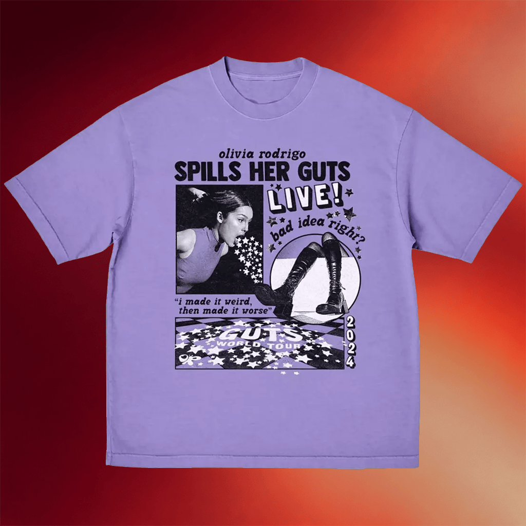Olivia Rodrigo Merch Spills Her GUTS Live Collage T-Shirt Gifts For Music Fans - Merchluma