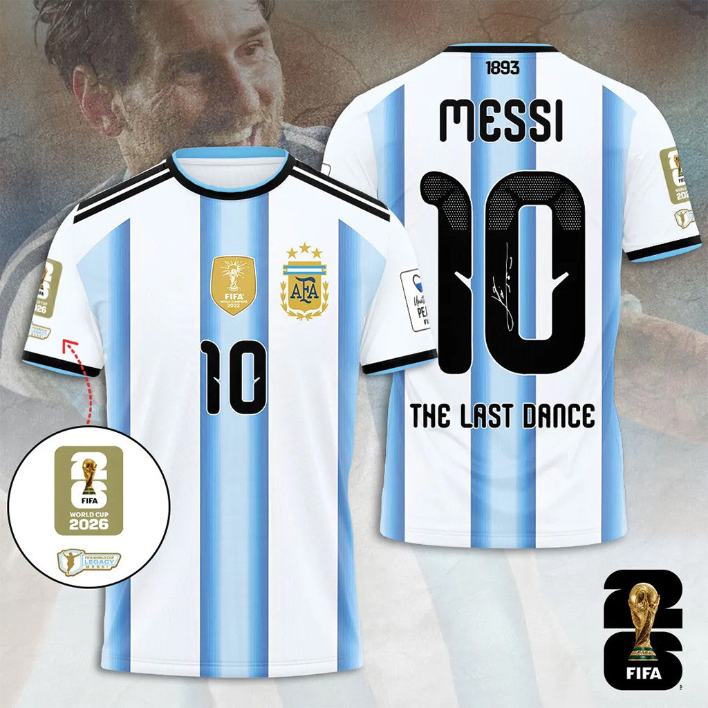 Argentina National Football Team X Lionel Messi Merch #10 Messi The Last Dance T-Shirt Fan Gear - Merchluma