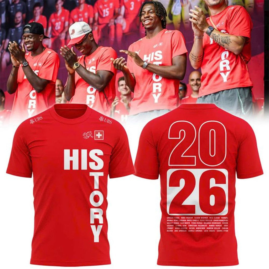 Switzerland National Team HISTORY 2026 T-Shirt Red Switzerland World Cup Merch Gift For Him - Merchluma