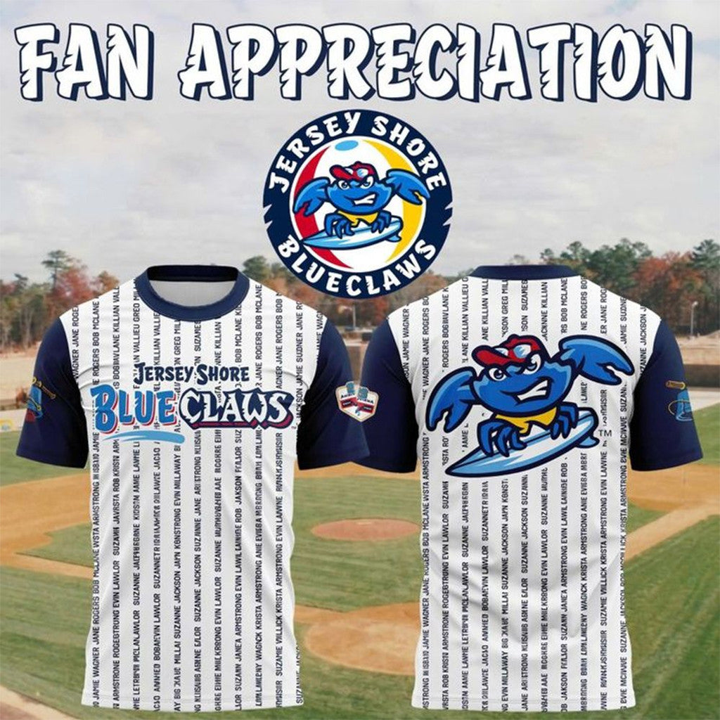 Jersey Shore Blueclaws Fan Appreciation 2026 Shirt Blueclaws Merch Gift For Baseball Lovers - Merchluma