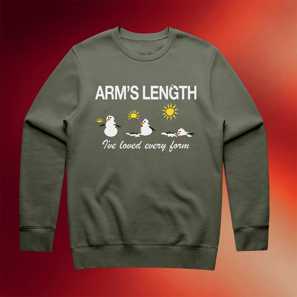 Arm's Length Merch Green Snowman Crewneck Arm's Length Five Loved Every Form Sweatshirt - Merchluma