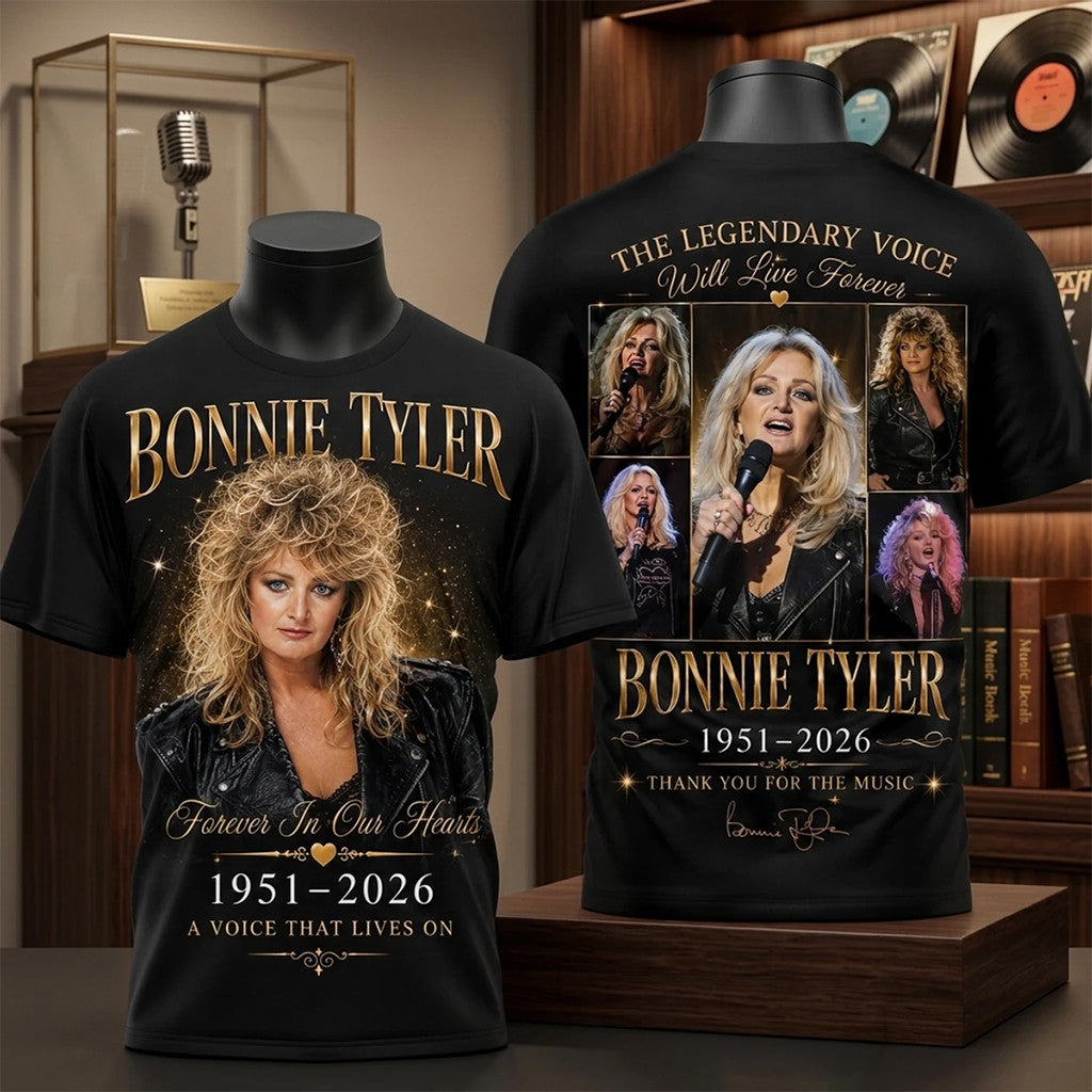 Bonnie Tyler Forever In Our Hearts Memorial Tribute T-Shirt 2026 RIP Bonnie Tyler Merch - Merchluma