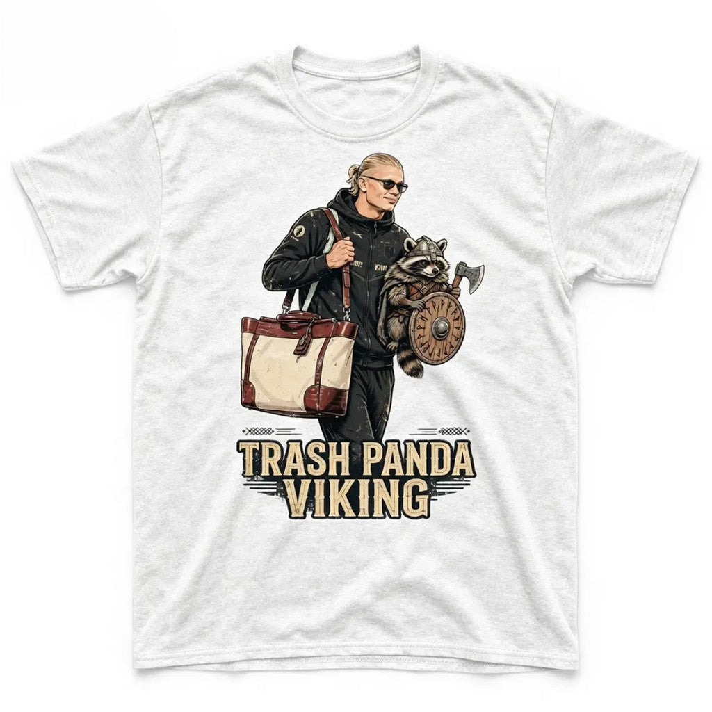 Trash Panda Viking Erling Haaland Airport Raccoon Warrior T-Shirt Funny Shirt Haaland Merch - Merchluma