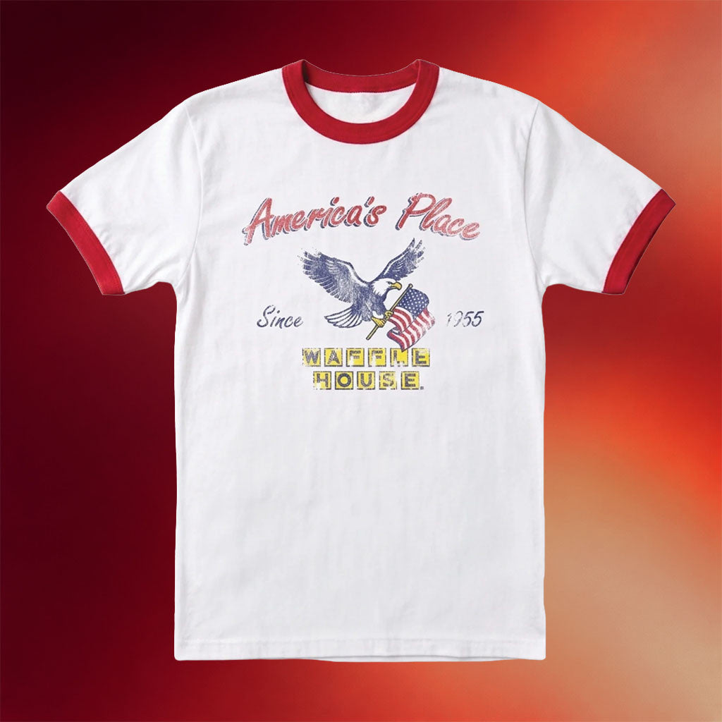 Waffle House Merch 2026 Waffle House Patriotic Ringer Shirt Eagle Tee Gift For Friends - Merchluma