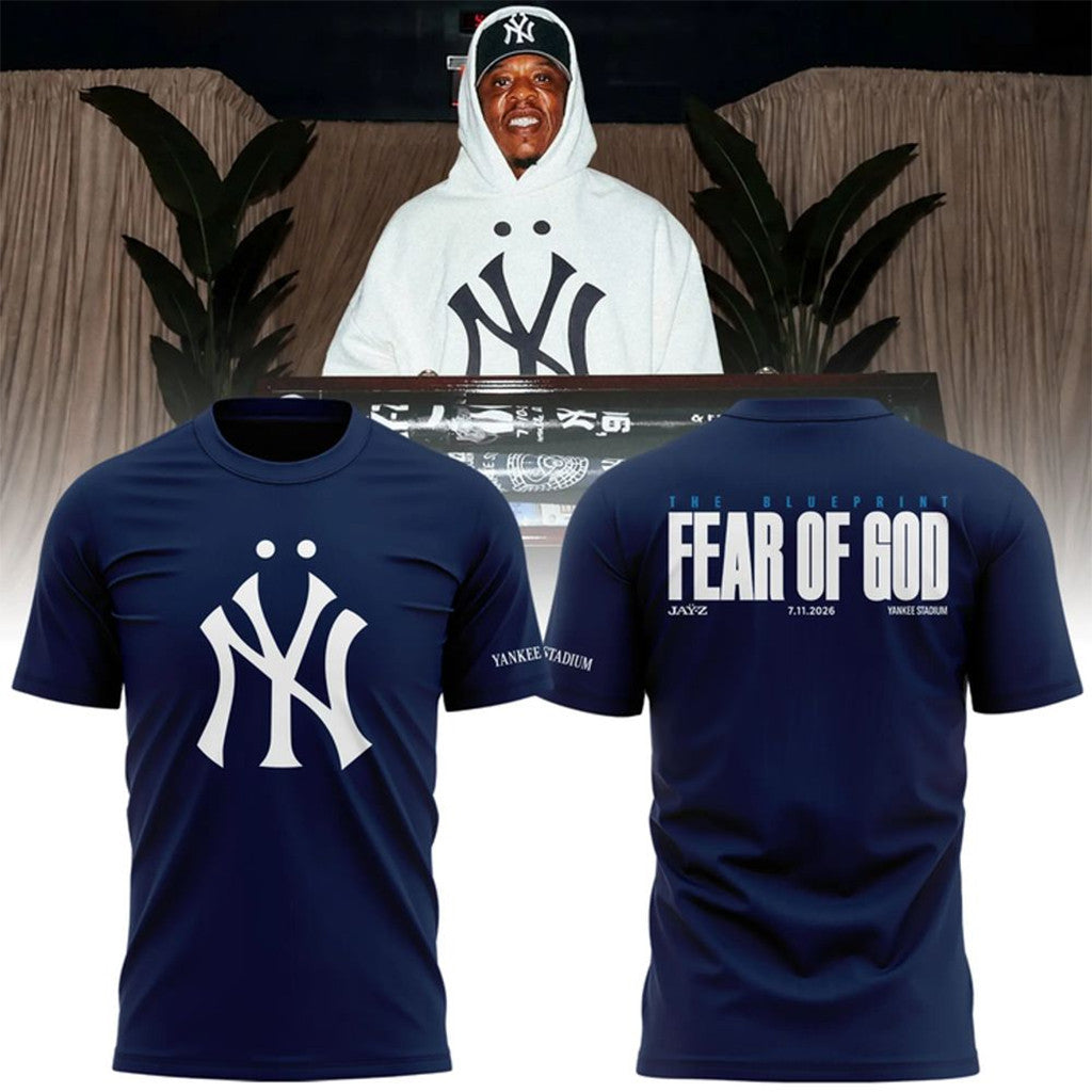 New York Yankees X Jay Z Fear Of God 2026 Special Navy Shirt Jay Z Tour Merch Gift For Fans - Merchluma