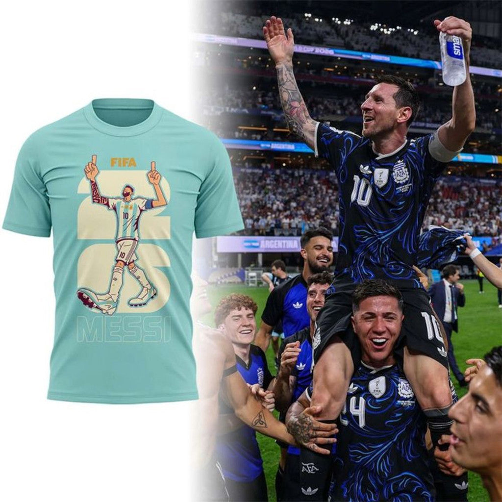 Lionel Messi Celebration World Cup 2026 Final T-Shirt Argentina Team Merch Gift For Messi Fans - Merchluma