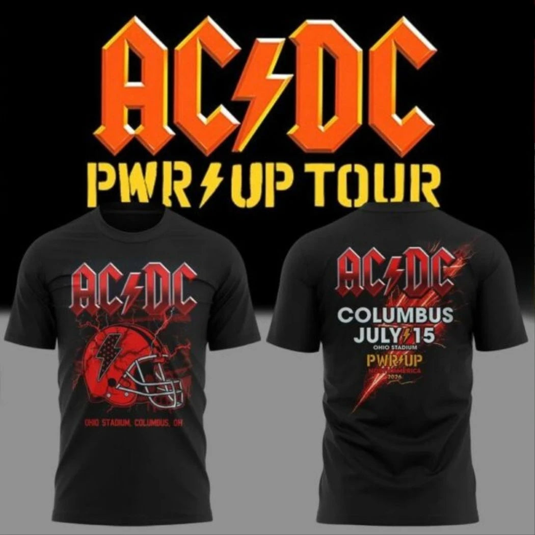 AC DC X Wisconsin Badgers Merch ACDC Power Up Tour 2026 T-Shirt Angus Young Guitar Tee Fan Gear - Merchluma