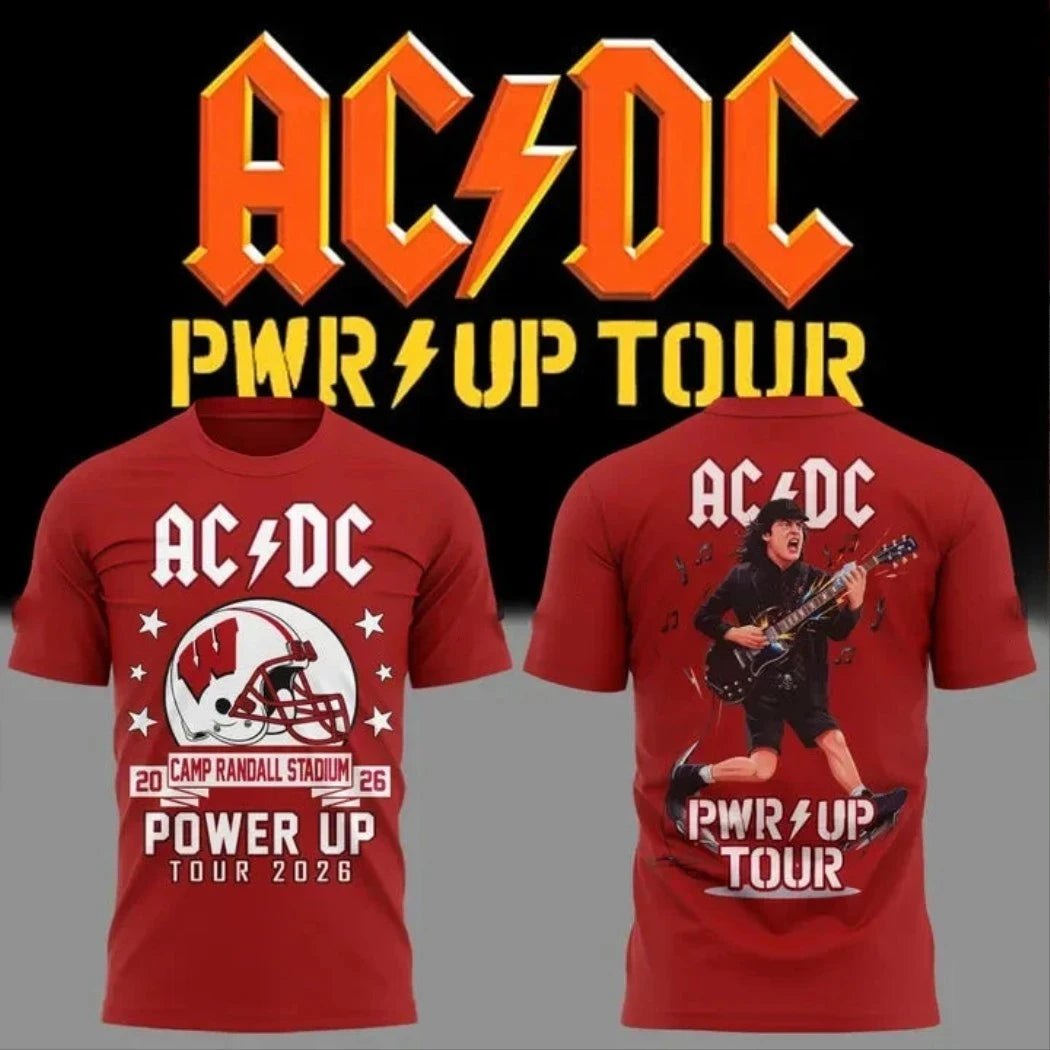 AC DC X Wisconsin Badgers Merch ACDC Power Up Tour 2026 T-Shirt Gifts For Rock Fans - Merchluma