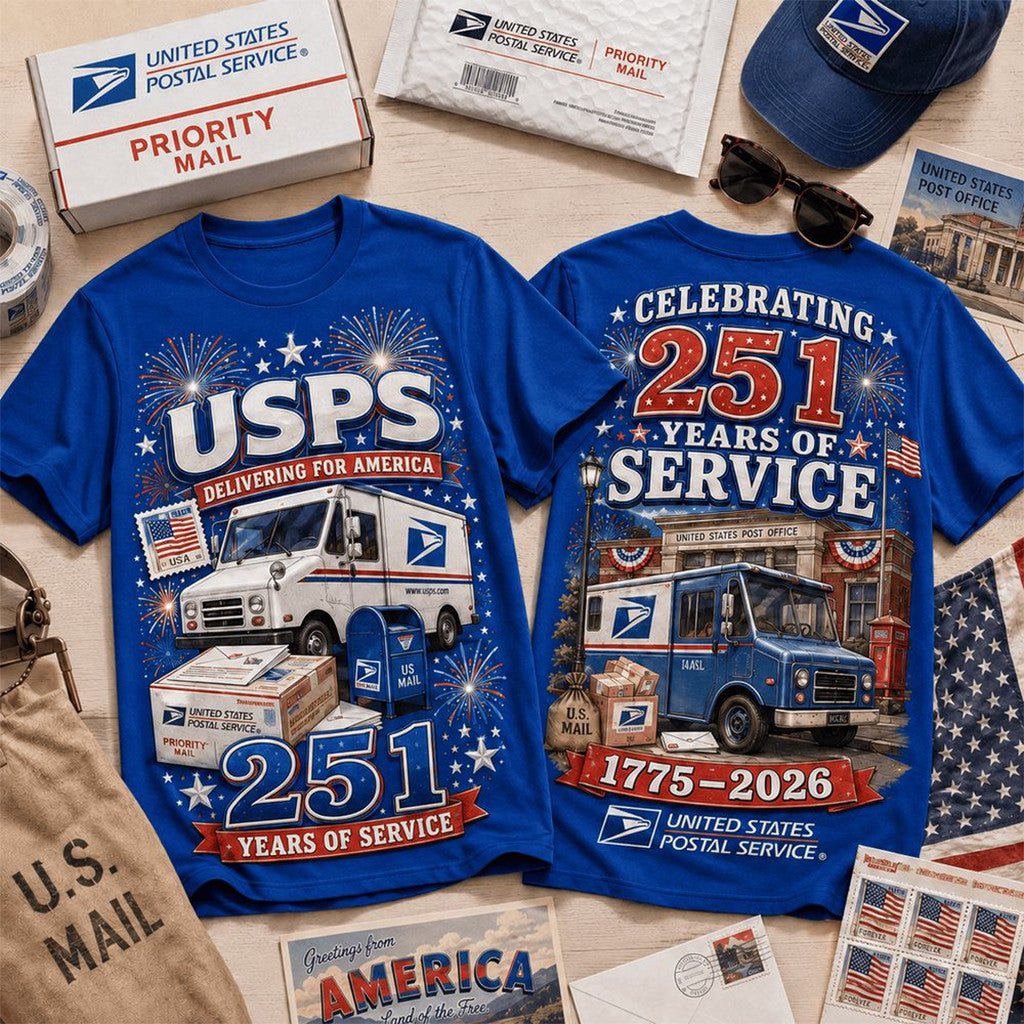 USPS 251 Years Of Service Patriotic Fireworks Shirt USPS Merch Present For Brothers - Merchluma