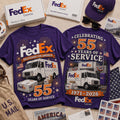 Fedex 55 Years Of Service Truck And Fireworks T-Shirt 2026 Present For Husband - Merchluma