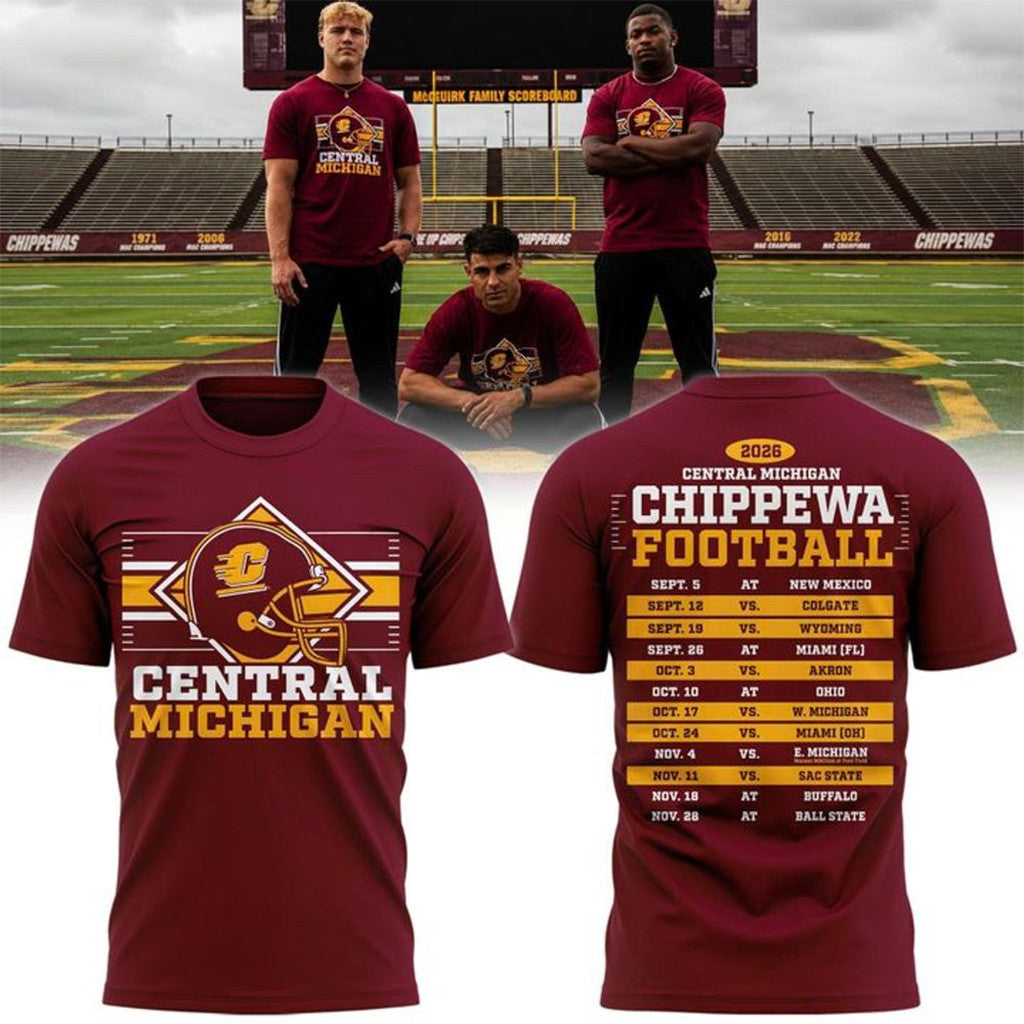 Central Michigan Chippewas Football 2026 Schedule Shirt Central Michigan Merch Fan Gifts - Merchluma