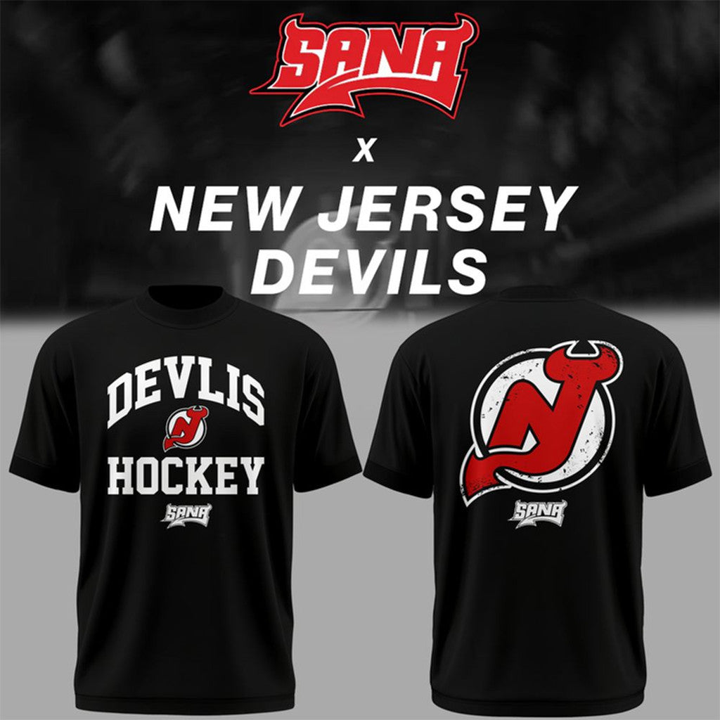 New Jersey Devils X SANA Black T-Shirt 2026 NJ Devils Merch Best Gifts For Hockey Lovers - Merchluma