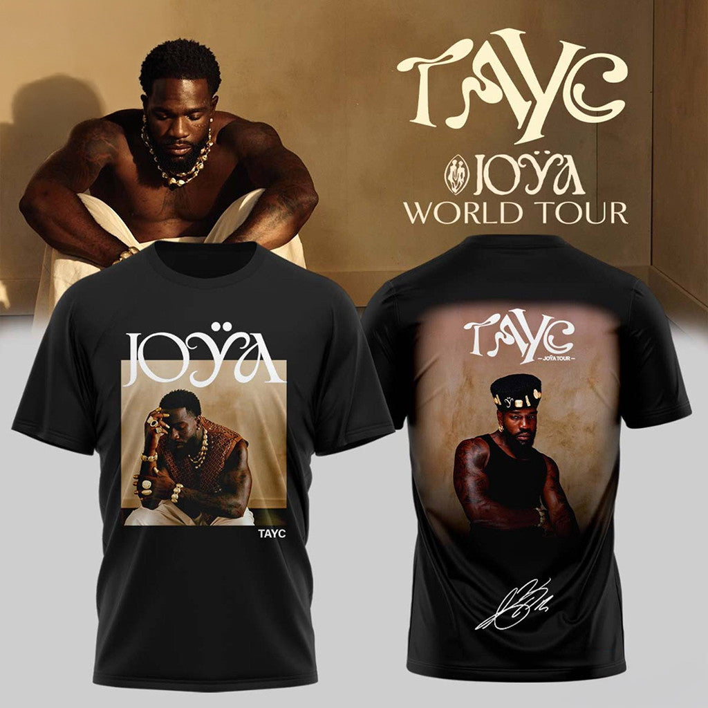 Tayc JOYA Tour Signature T-Shirt Black Tayc Concert 2026 Merch Presents For Music Lovers - Merchluma