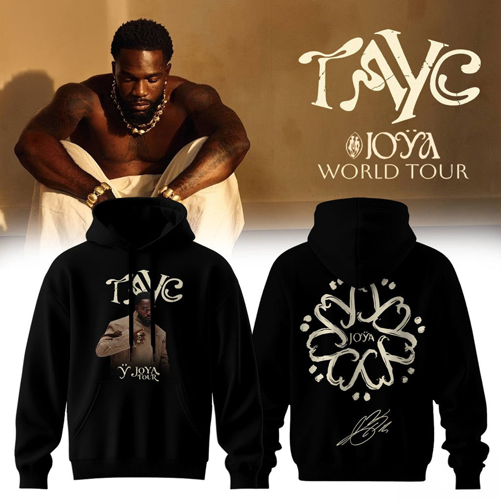Tayc JOYA Tour Signature Hoodie Black Tayc Concert 2026 Merch Music Related Gifts For Guys - Merchluma
