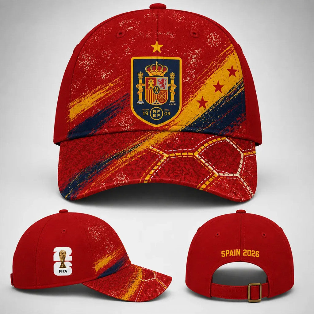 Spain 2026 FIFA World Cup RFEF Soccer Crest Red Hat Spain National Team Merch Gift For Fans - Merchluma