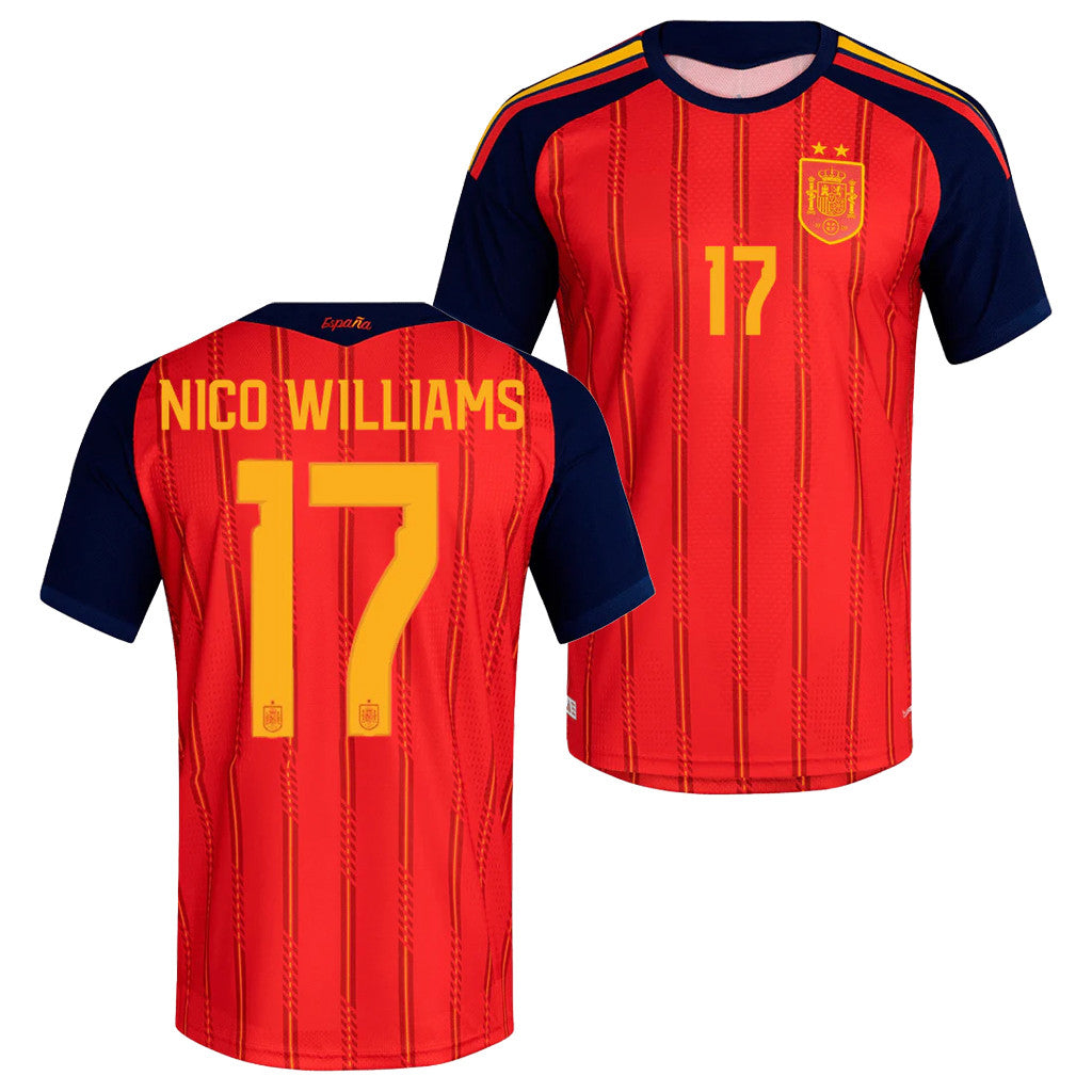 Nico Williams Jersey Shirt Spain 2-STAR World Cup Champions Merch #17 Home Jersey Gift For Fans - Merchluma