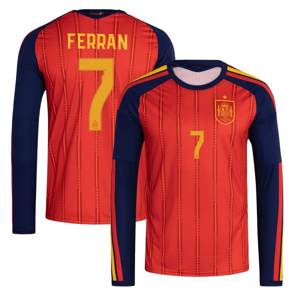 #7 Ferran Torres Jersey Long Sleeve Shirt Spain World Cup 2026 Champions Merch Gift For Fans - Merchluma