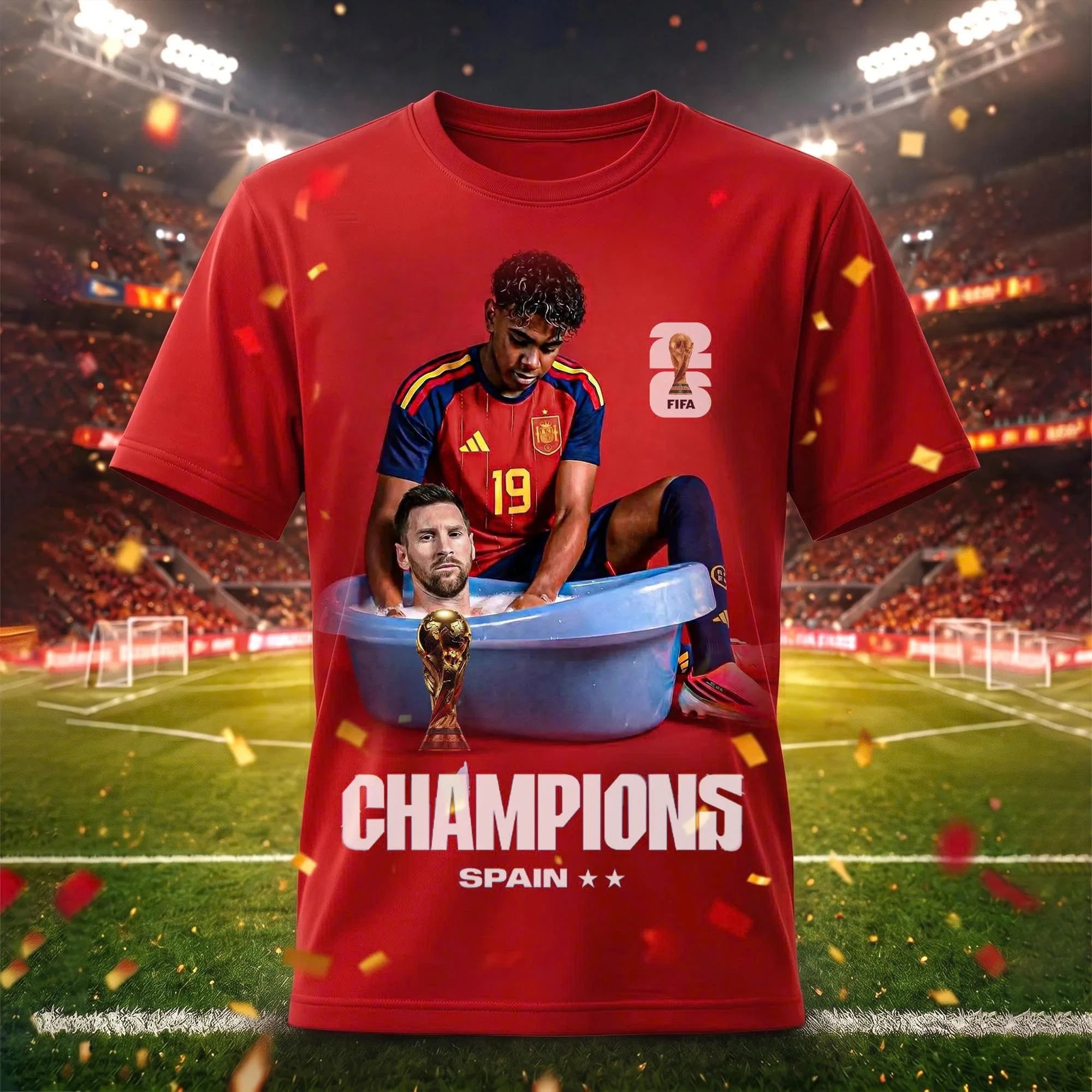 Spain World Cup Champions 2026 Merch Lamine Yamal X Lionel Messi Football Meme Shirt Funny Gift - Merchluma