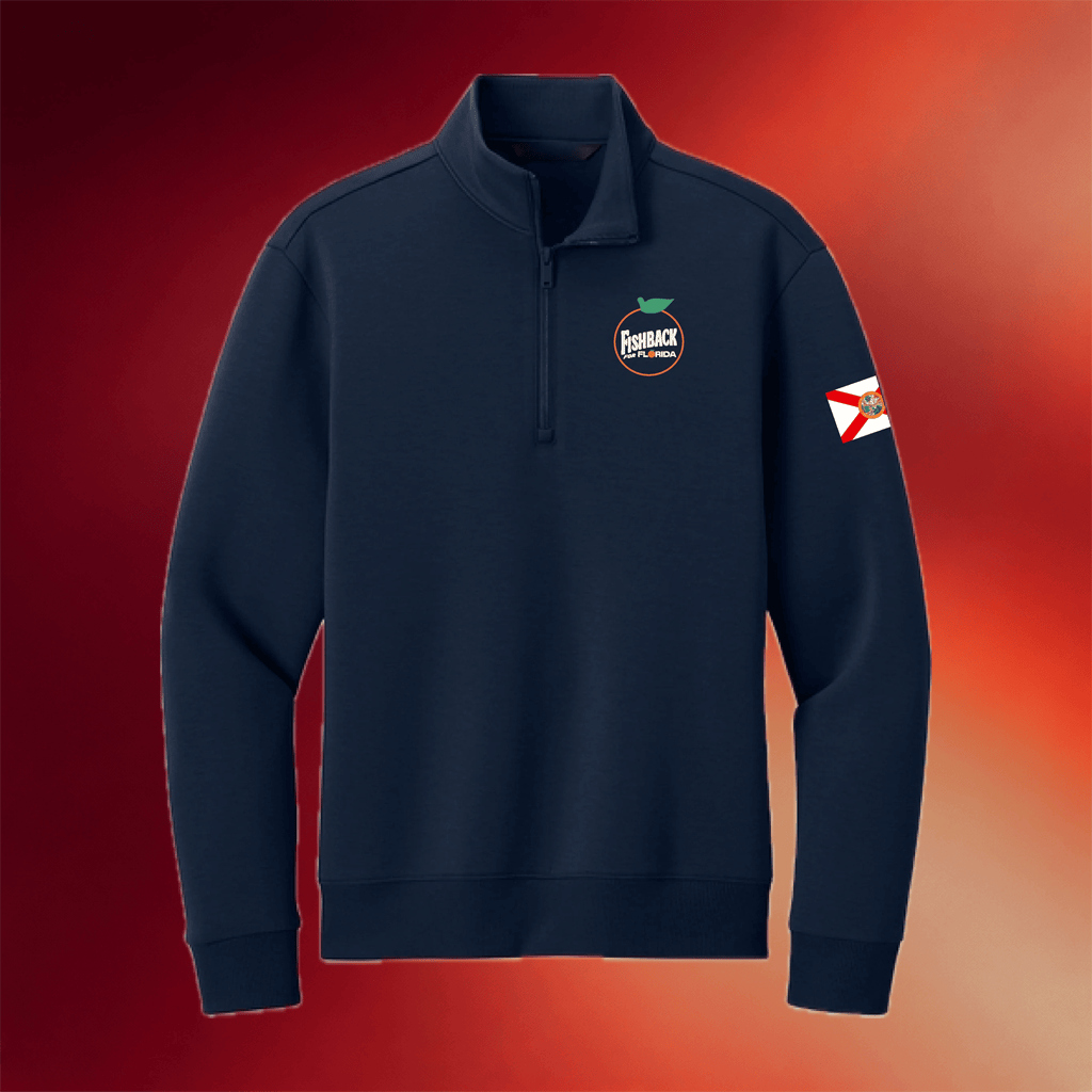 Fishback Merch 2026 Fishback For Florida Quarter Zip Sweatshirt Navy Political Gifts Ideas - Merchluma
