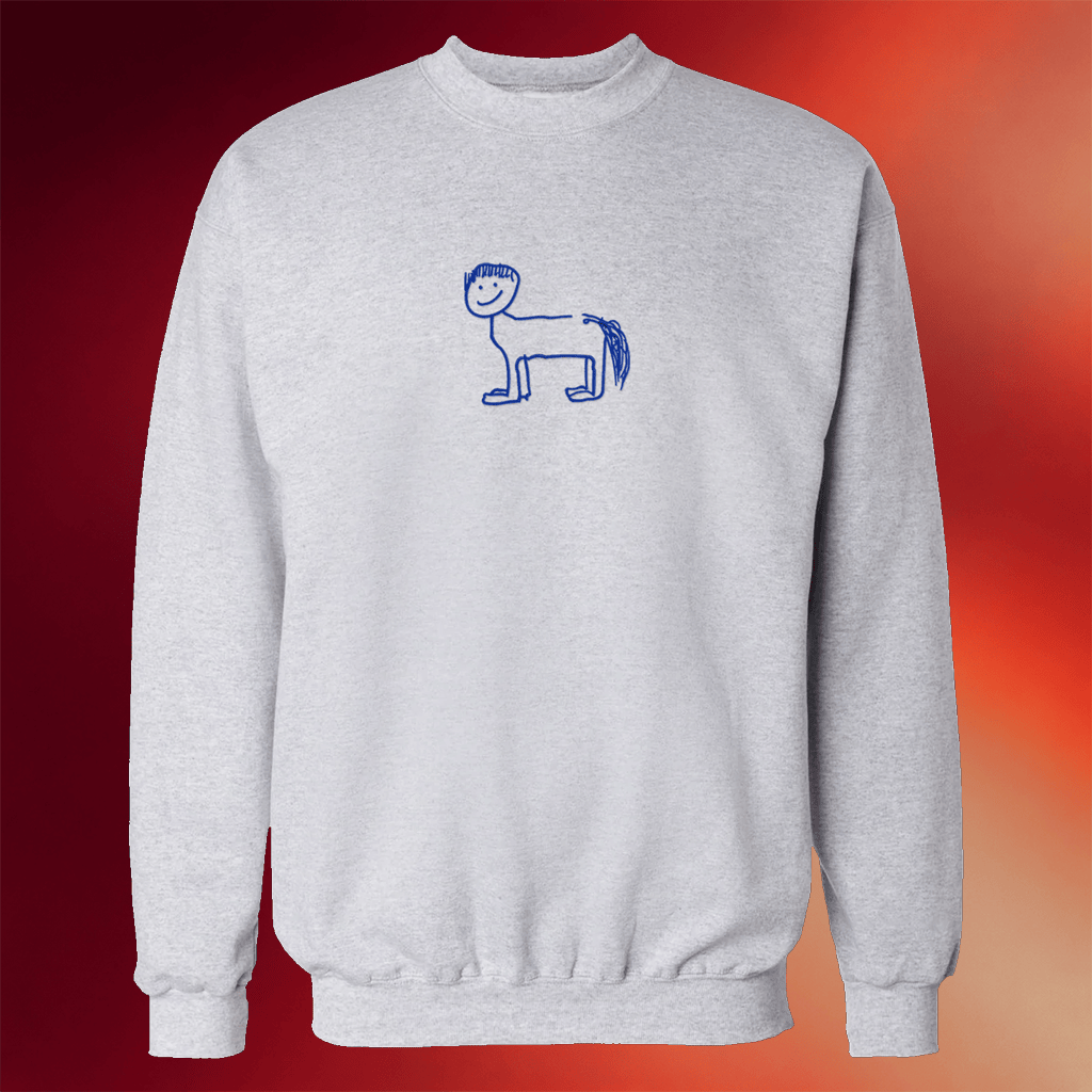 Del Water Gap Merch Horse with Bowl Cut Embroidered Crewneck Sweatshirt Gifts For BFF - Merchluma