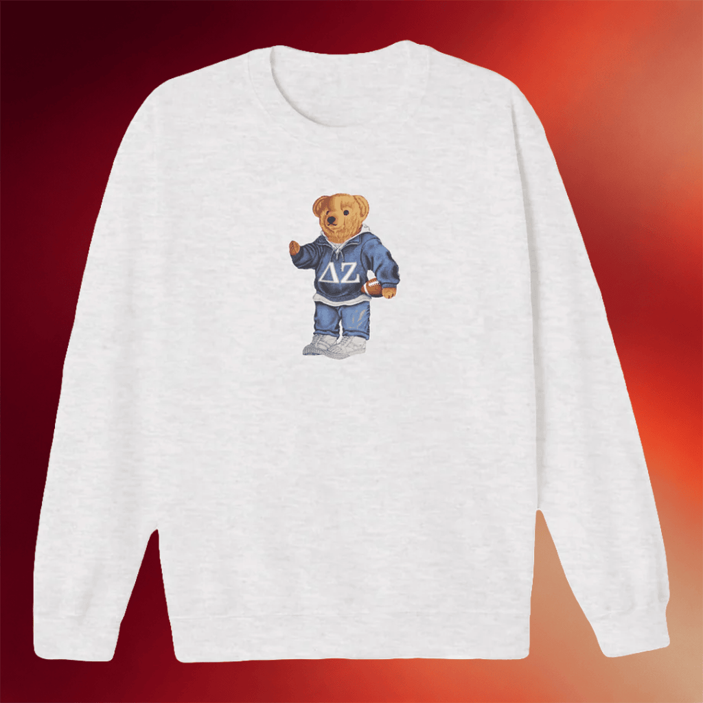 Delta Zeta Merch Touchdown Bear Sorority Crewneck Sweatshirt Birthday Present For Friends - Merchluma
