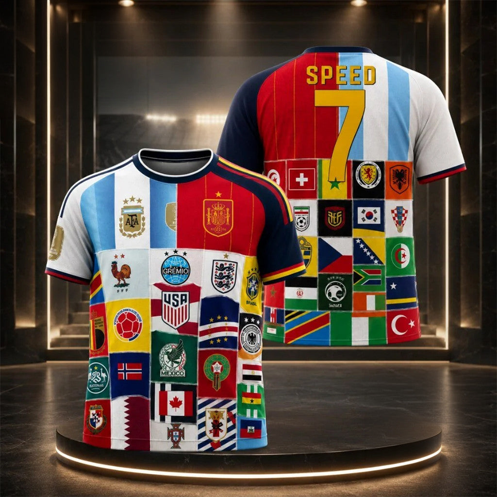 IShowSpeed World Flags Collage Soccer Jersey FIFA World Cup 2026 Merch Gift For Football Fans - Merchluma