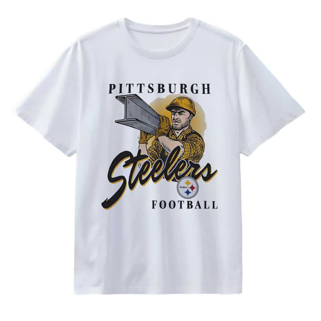 Pittsburgh Steelers Football Construction Worker T-Shirt 2026 Pittsburgh Steelers Merch White - Merchluma